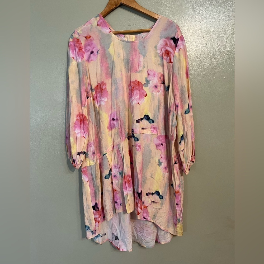 Mellisa McCartney Seven7 Pink Tie Due Tunic Dress Top Rayon Sz XL Pink